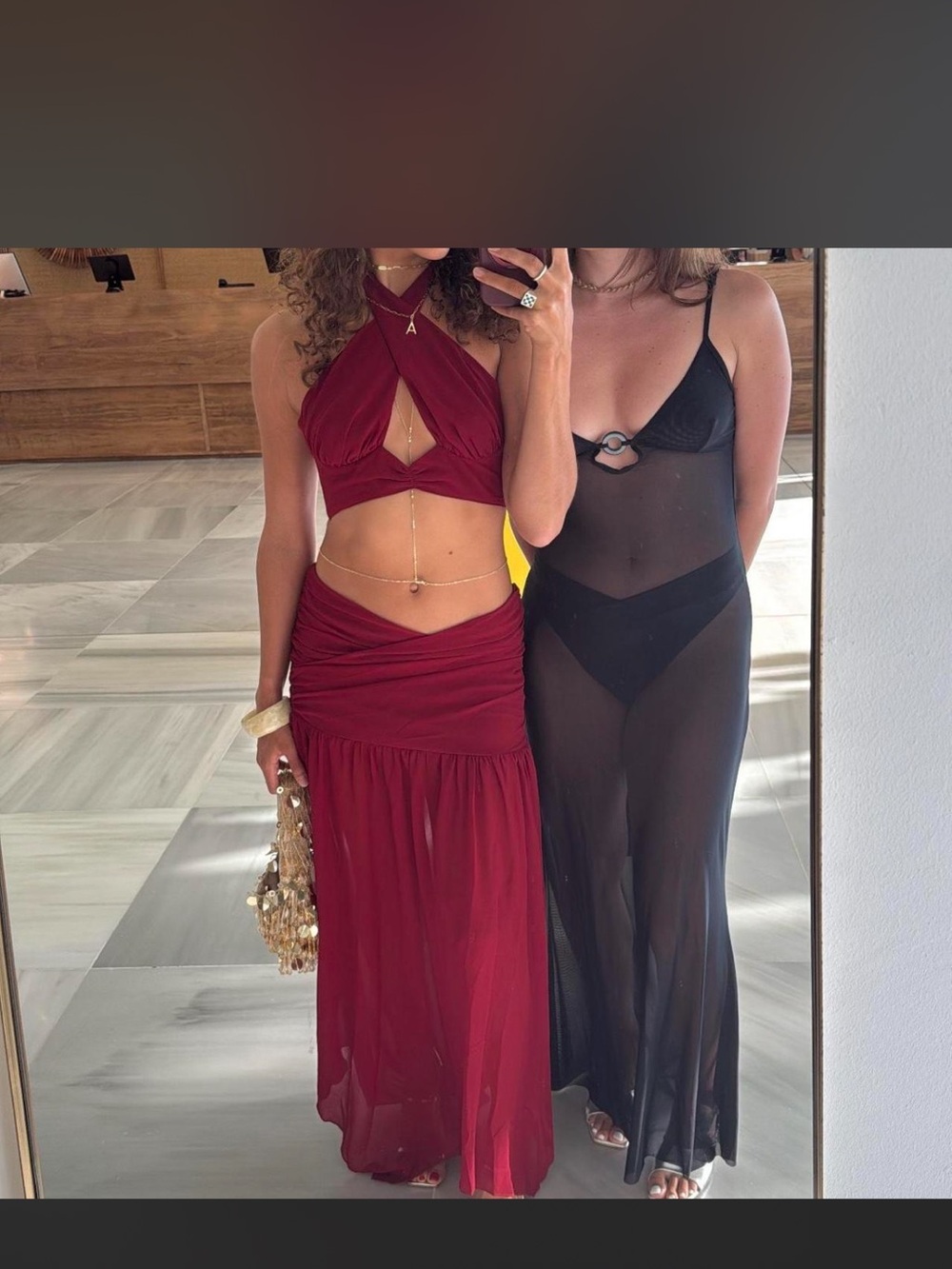 Halter Cutout Maxi Dress in Deep Red